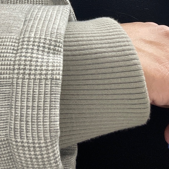 Calf Length Snap Closure Grey Plaid Coat - Picture 6 of 6